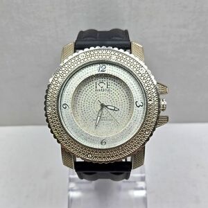 Mens Ice Nation SF-1030 Faux Diamond Dial Watch Silver Tone New Battery